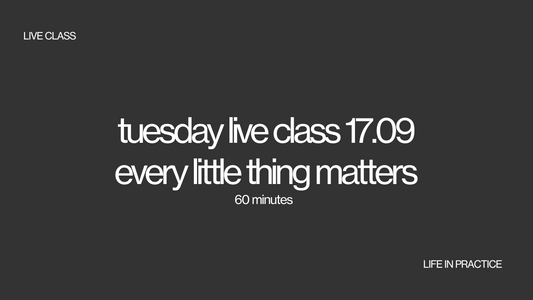 tuesday 17.09 live class - every little thing matters